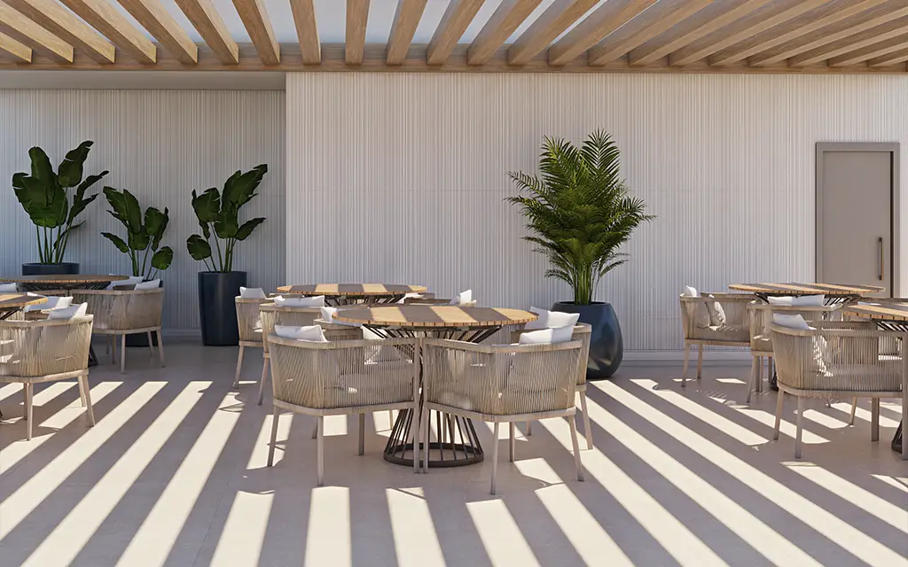 Espaço café da manha, grill e pizza no rooftop Gioia del Mare