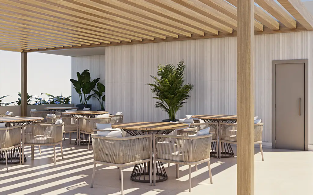 Espaço café da manha, grill e pizza no rooftop Gioia del Mare