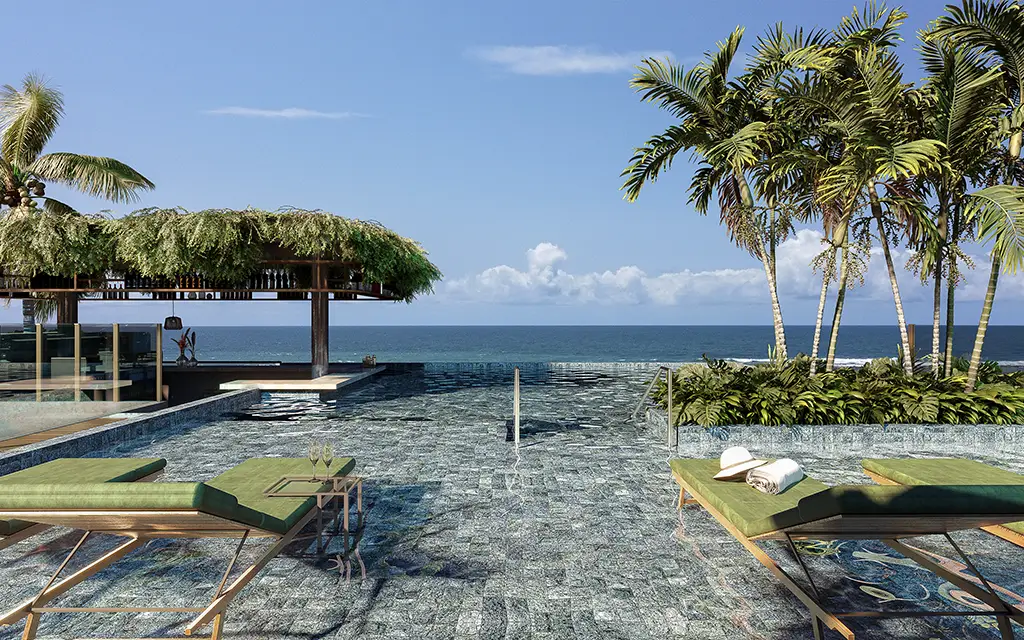 Rooftop com piscina adulto e infantil Amante del Mare